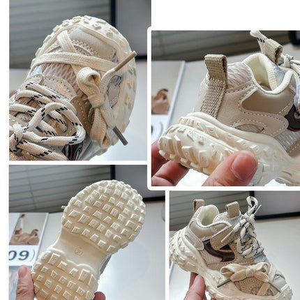 Girls Lightweight Kids Running Thick Sole Faux Leather Sneakers