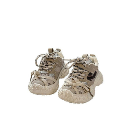 Girls Lightweight Kids Running Thick Sole Faux Leather Sneakers