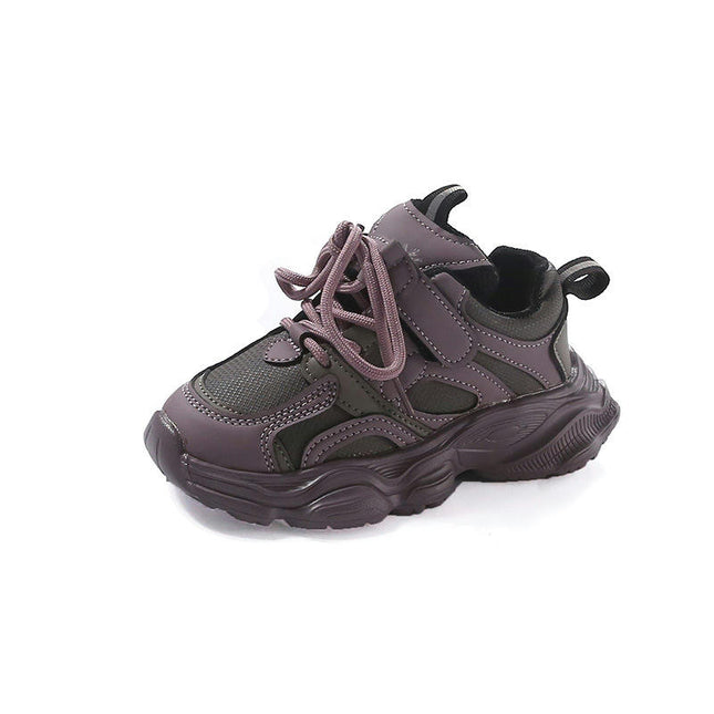 Girls Fashion Sneakers Non Slip Thick Sole Faux Leather Sneakers