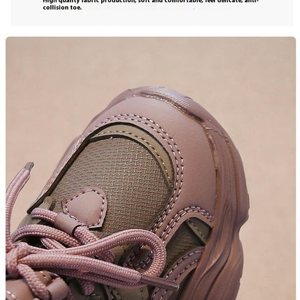 Girls Fashion Sneakers Non Slip Thick Sole Faux Leather Sneakers