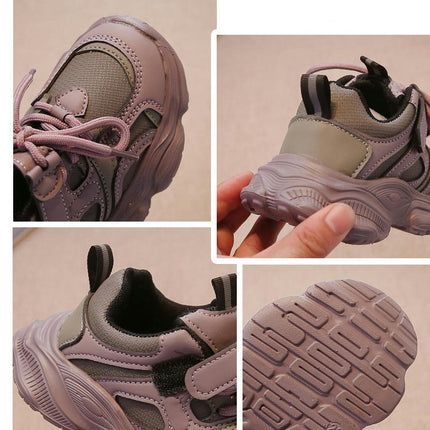 Girls Fashion Sneakers Non Slip Thick Sole Faux Leather Sneakers