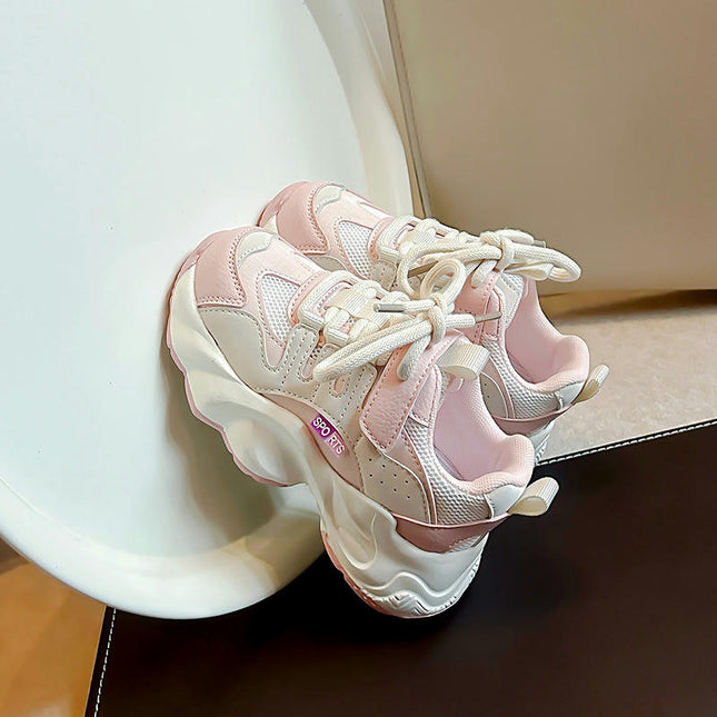 Kids Girls Casual Sneakers Lightweight Faux Leather Sneakers