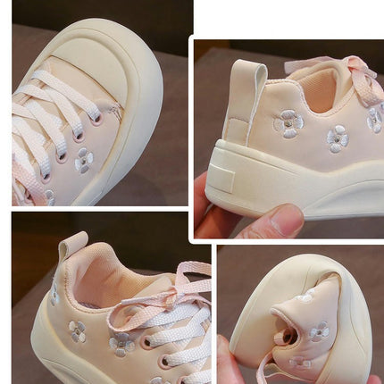 Little Girl Sneakers Kids Breathable Faux Leather Running Sneakers