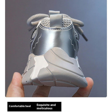 Kids Girls Outdoor Breathable Fashion Faux Leather Running Sneakers