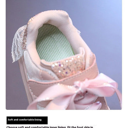 Girl Fashion Sport Shoes for Outdoor Running Faux Leather Sneakers