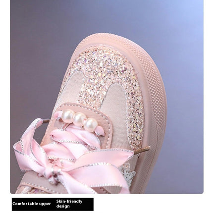 Girl Fashion Sport Shoes for Outdoor Running Faux Leather Sneakers