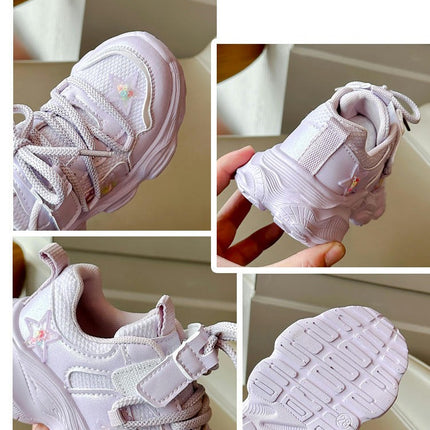 Kids Girls Sneakers Fashion School Running Faux Leather Sneakers