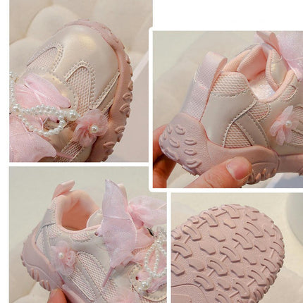 Kids Girls Athletic Sneakers Chunky Cushion Faux Leather Sneakers