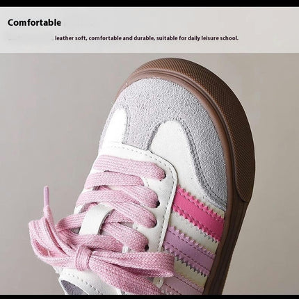 Children Sneakers Little Girls Lightweight Faux Leather Sneakers