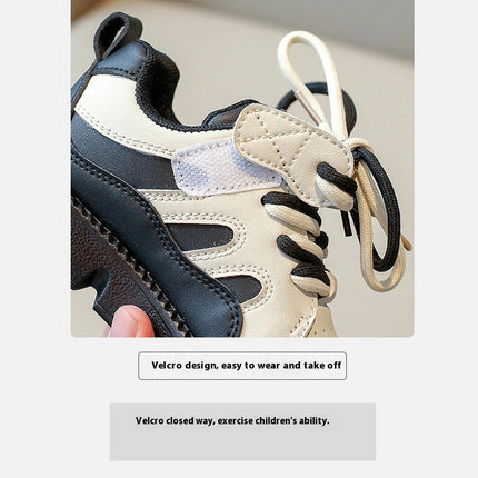 Girls Chunky Sneakers Lightweight Faux Leather Lace up Sneakers