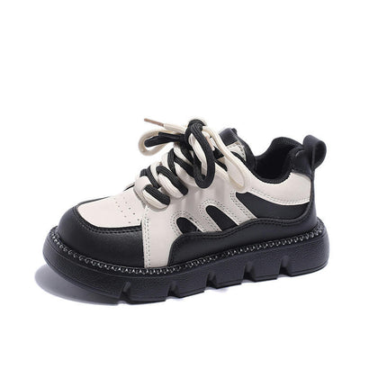 Girls Chunky Sneakers Lightweight Faux Leather Lace up Sneakers