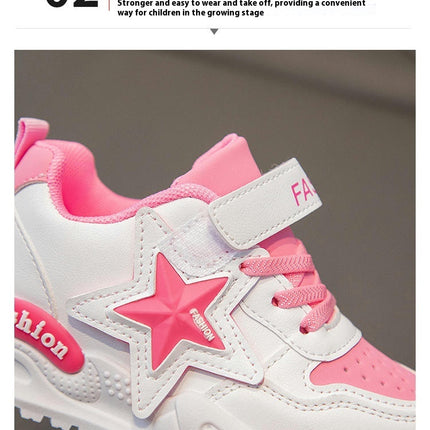 Kids Girls Chunky Walking Sneakers Running Faux Leather Sneakers