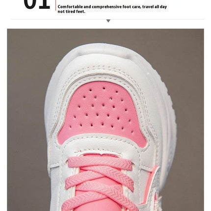 Kids Girls Chunky Walking Sneakers Running Faux Leather Sneakers