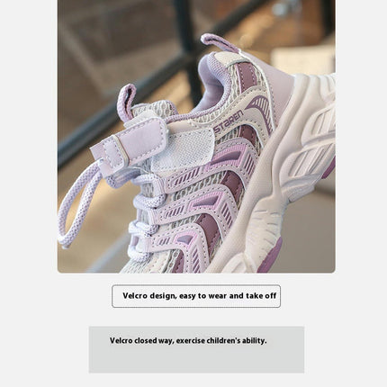 Girls Running Shoes for Kids Breathable Faux Leather Sneakers