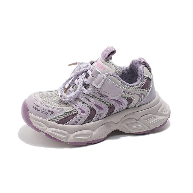 Girls Running Shoes for Kids Breathable Faux Leather Sneakers
