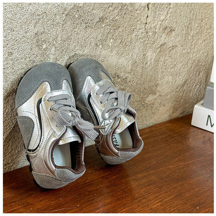 Girls Runnings Sneakers Kids Breathable Faux Leather Sneakers