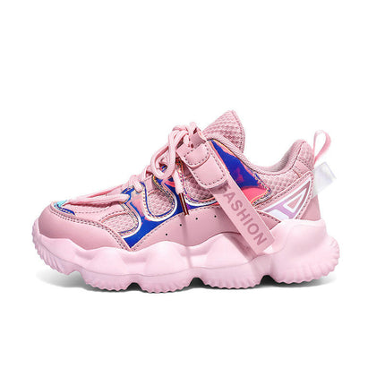 Girls Kids Walking Sneakers Thick sole Faux Leather Running Sneakers