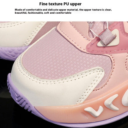 Girls Basketball Shoes Kids High Top Faux Leather Walking Sneakers