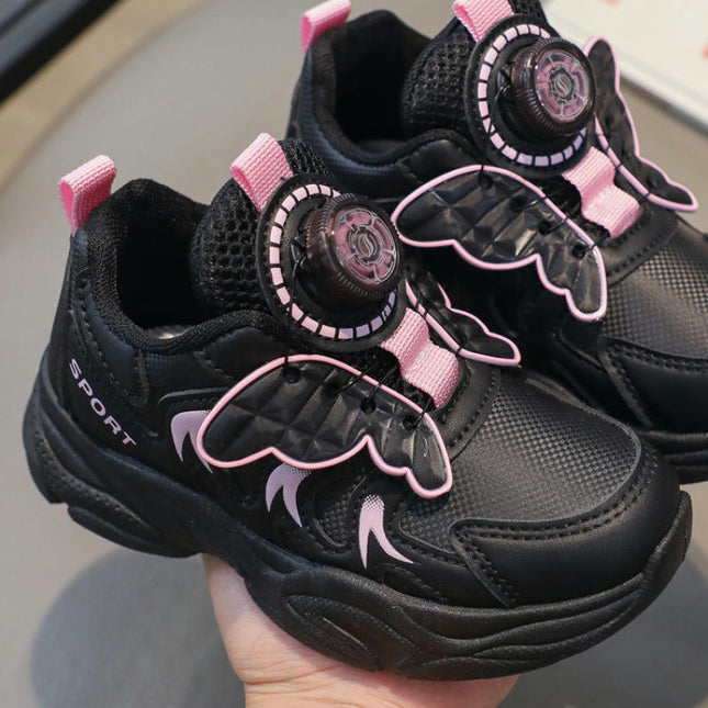 Kids Girl Sneakers Lightweight Breathable Faux Leather Sneakers