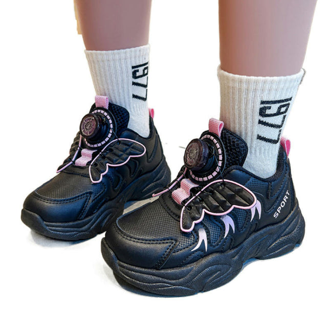 Kids Girl Sneakers Lightweight Breathable Faux Leather Sneakers