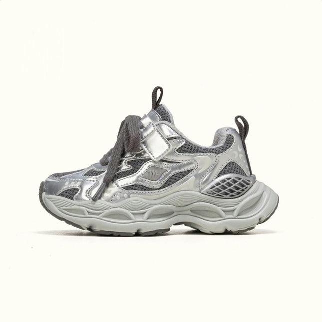 Faux Leather Running Athletic School Sneakers for Little Girl