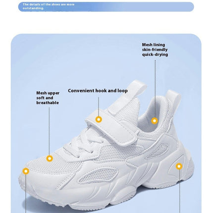 Kids Girl Chunky Walking Shoes Faux Leather Comfortable Sneakers