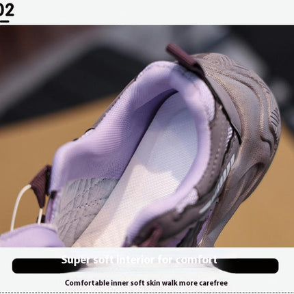 Girls Chunky Sneakers Lightweight Breathable Faux Leather Sneaker