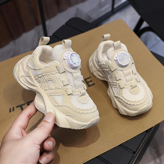 Girls Chunky Sneakers Lightweight Breathable Faux Leather Sneaker