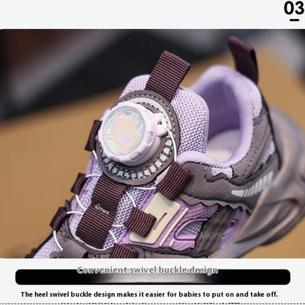 Girls Chunky Sneakers Lightweight Breathable Faux Leather Sneaker