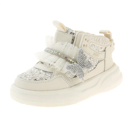 Girls Toddler Sneakers Fashion High Top Faux Leather Sneakers