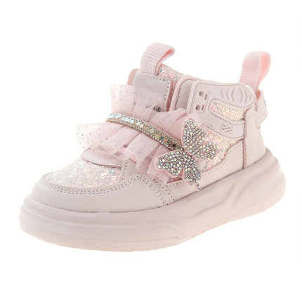 Girls Toddler Sneakers Fashion High Top Faux Leather Sneakers