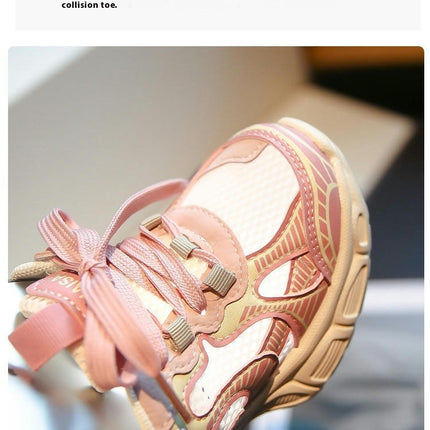 Girls Sneakers Kids Thick Soled Running Faux Leather Athletic Shoes
