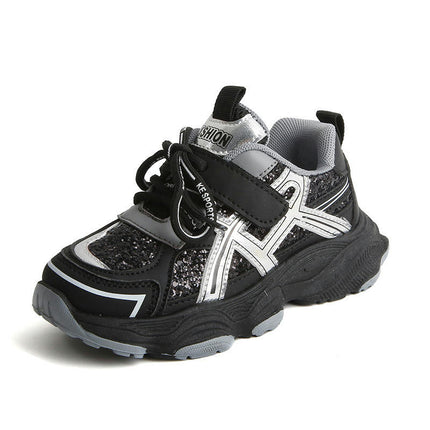 Girls Chunky Sneakers Lightweight Breathable Faux Leather Sneakers