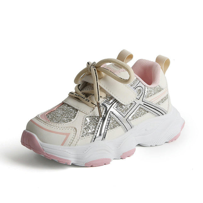 Girls Chunky Sneakers Lightweight Breathable Faux Leather Sneakers