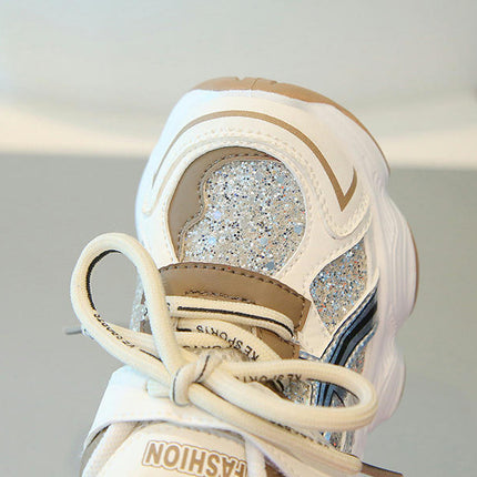 Girls Chunky Sneakers Lightweight Breathable Faux Leather Sneakers