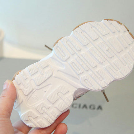 Girls Chunky Sneakers Lightweight Breathable Faux Leather Sneakers