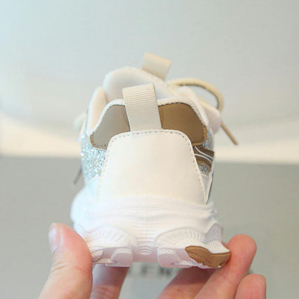 Girls Chunky Sneakers Lightweight Breathable Faux Leather Sneakers