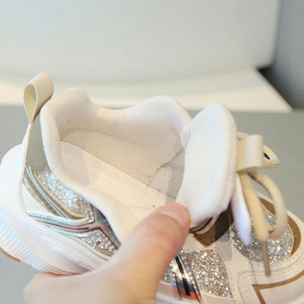 Girls Chunky Sneakers Lightweight Breathable Faux Leather Sneakers