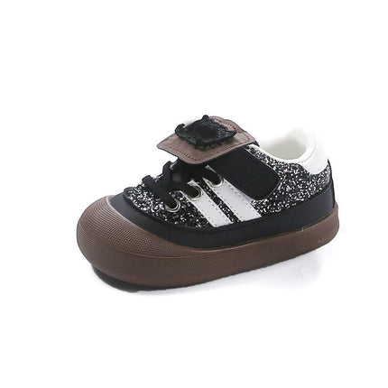 Little Girls Shiny Sparkly Sequins Sneakers Faux Leather Sneakers
