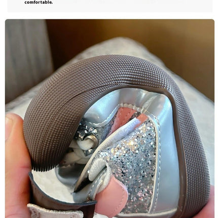 Little Girls Shiny Sparkly Sequins Sneakers Faux Leather Sneakers