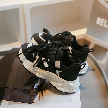 Girls Platform Sneakers Fashion Faux Leather Running Sport Shoes