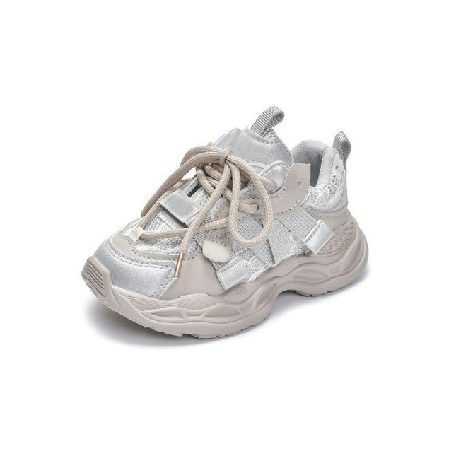 Girls Fashion Sneakers Thick Sole Walking Faux Leather Sneakers