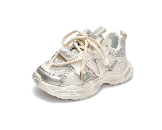 Girls Fashion Sneakers Thick Sole Walking Faux Leather Sneakers