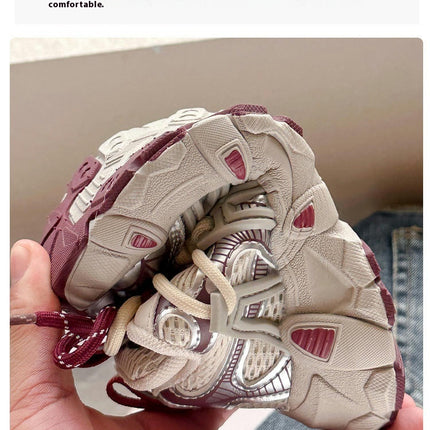 Girl Chunky Sneakers Lightweight Fashion Faux Leather Sneakers