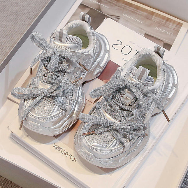 Girls Sneakers Lightweight Athletic Running Faux Leather Sneakers
