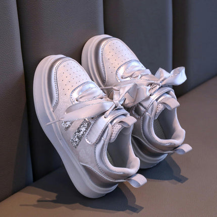 Faux Leather Sneakers for Girls Fashion Athletic Running Sneakers