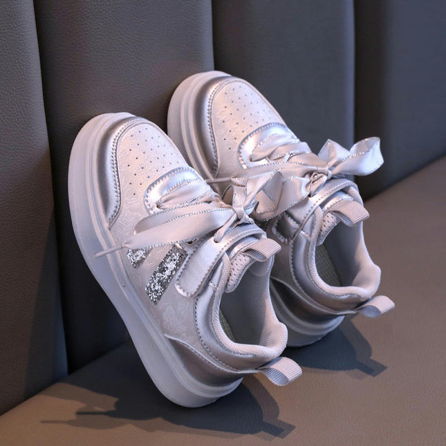 Faux Leather Sneakers for Girls Fashion Athletic Running Sneakers