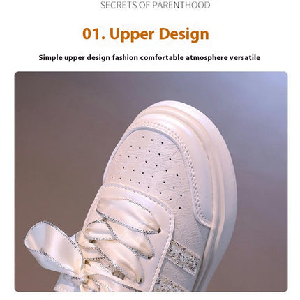 Faux Leather Sneakers for Girls Fashion Athletic Running Sneakers
