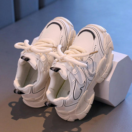 Kids Platform Sneakers Fashion Running Faux Leather Sneakers