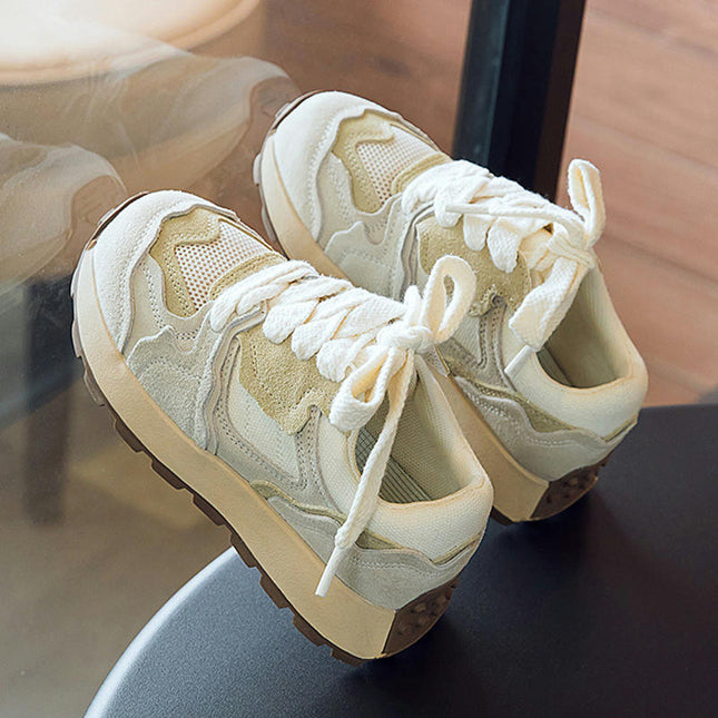 Girls Platform Sneakers Ultra Lightweight Faux Leather Sneakers